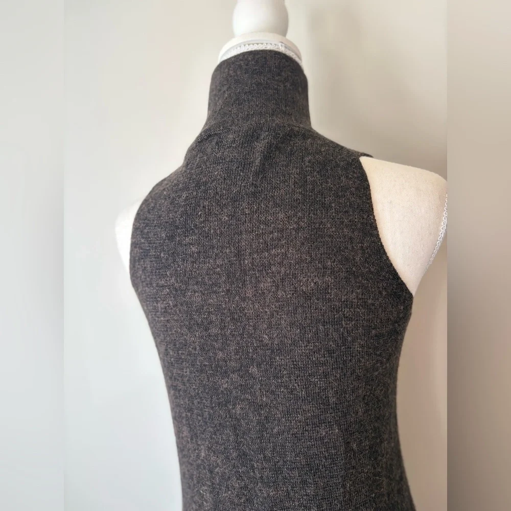 Zara Asymmetrical Wool Alpaca Long Tunic Sleeveless Turtleneck Sweater Medium - Picture 6 of 15